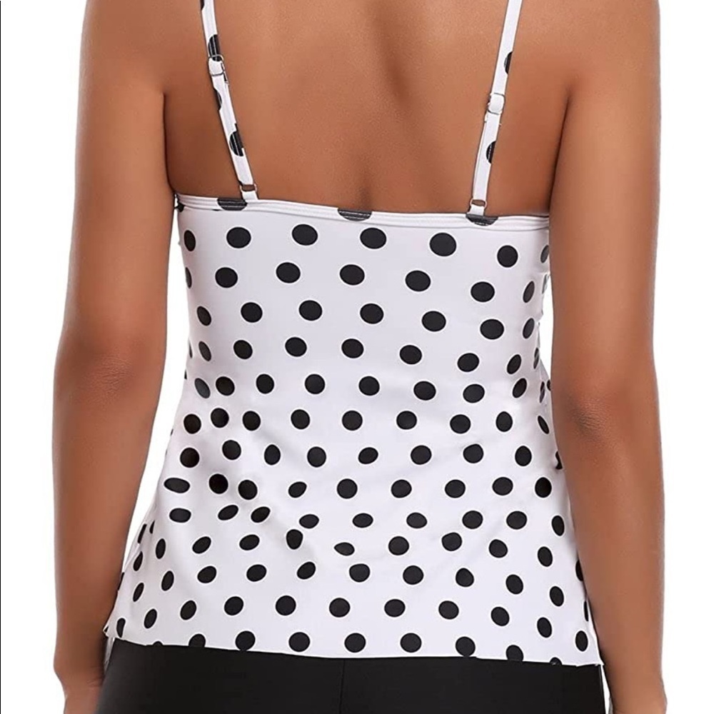 Polka Dot Layered Ruffled Swimsuit Top - Picture 4 of 11